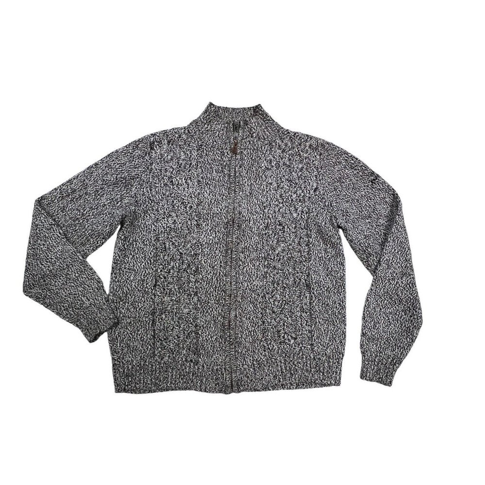 LizGolf by Liz Claiborn Thick Knit Zip Front Cardigan Gray Full ZIp S